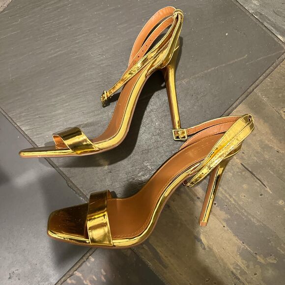 ASOS design nala barely there gold heeled sandals. - Picture 4 of 6